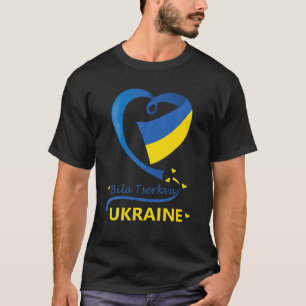 Camiseta Bila Tserkva Ucrânia Bandeira Nacional Emblem Cr