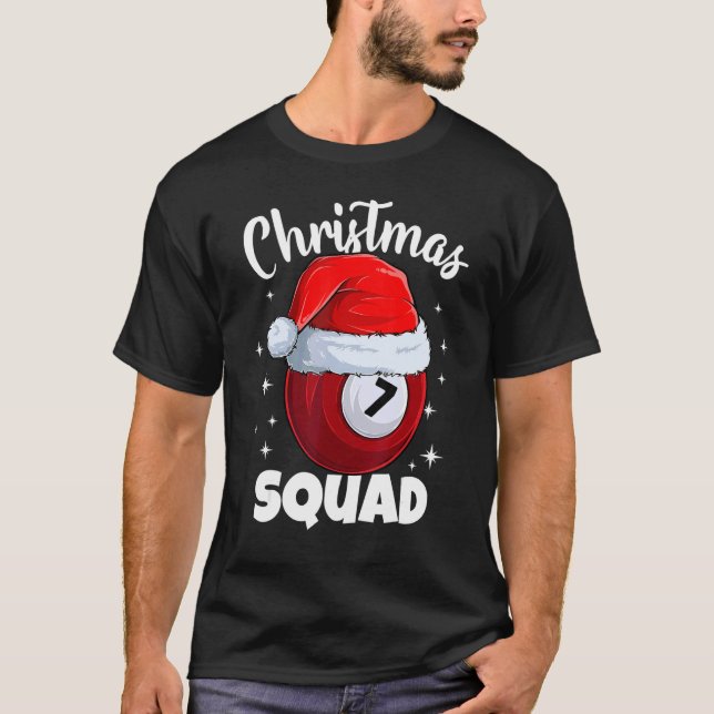 Camiseta Bilhar 7 Bolas Esquadra de Natal Bolas de Bilhar (Frente)