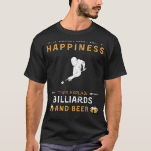 Camiseta Bilhares e Felicidade da Cerveja   Jogador de Pisc