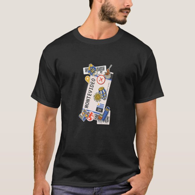 Camiseta Bilhete de Avião de Passagem de Embarque Montevidé (Frente)
