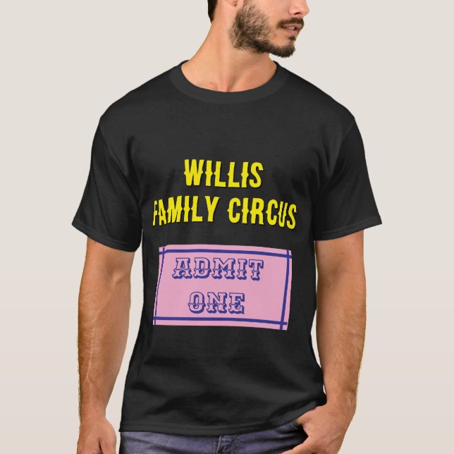 Camiseta Bilhete de Circo Personalizado - Admitir uma Famíl (Frente)