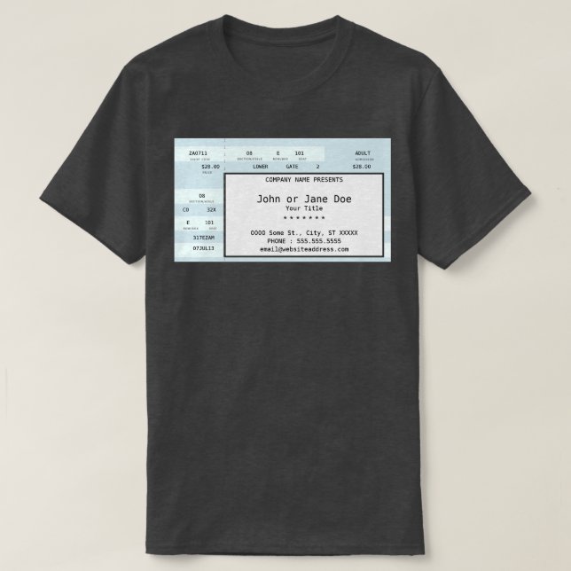Camiseta bilhete de concerto azul (Frente do Design)