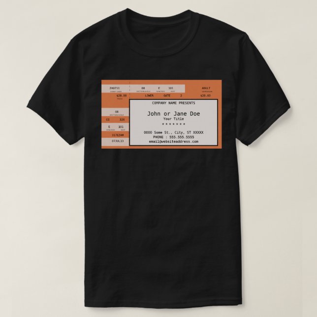 Camiseta bilhete de concerto laranja (Frente do Design)