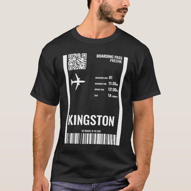 Camiseta Bilhete de Passagem de Embarque de Kingston Jamaic (Frente)