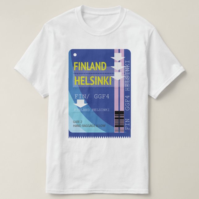 Camiseta Bilhete de viagem de Helsínquia Finlândia (Frente do Design)