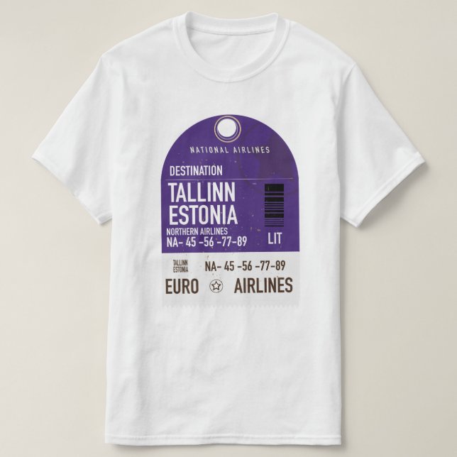 Camiseta Bilhete de viagem Tallinn (Frente do Design)