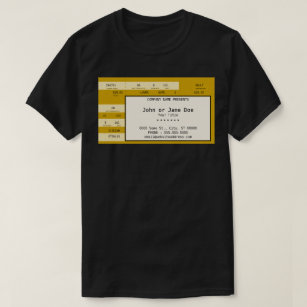Camiseta bilhete do concerto do ouro