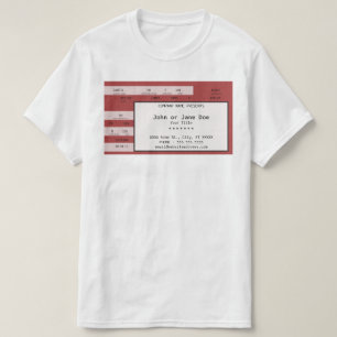 Camiseta bilhete vermelho do concerto