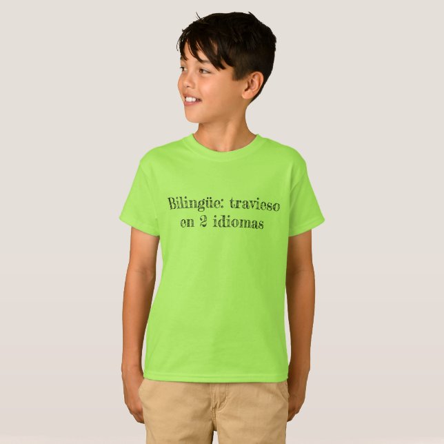 Camiseta Bilingüe: travieso (Frente Completa)