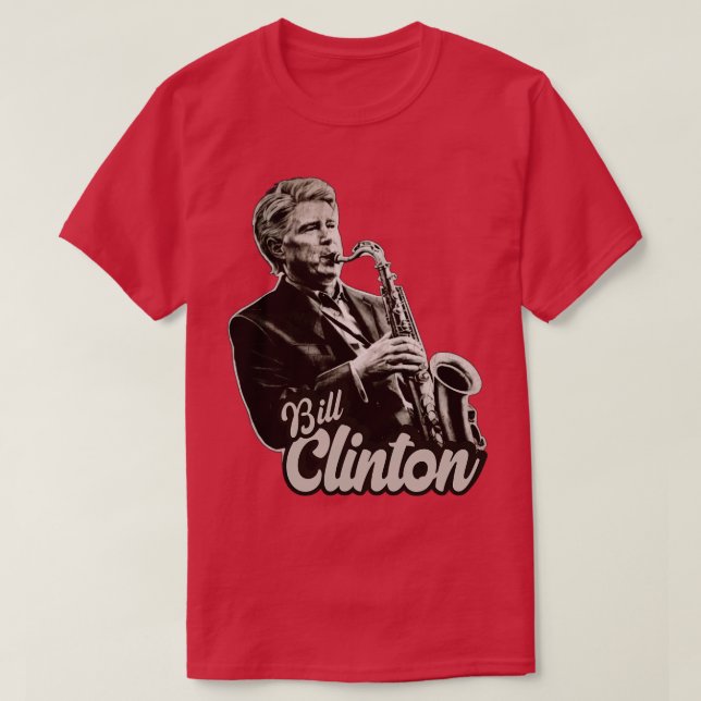 Camiseta Bill Clinton Saxophone 90 e Arte original do venti (Frente do Design)
