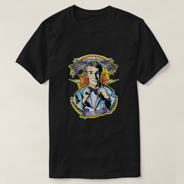 Camiseta Bill Nye, o Essencial da Cara da Ciência (Frente do Design)