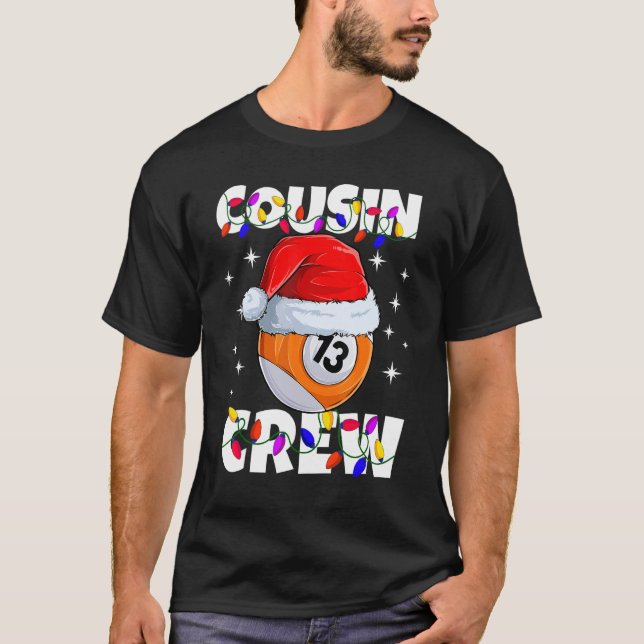 Camiseta Billiard 13 Ball Play Pool Cousin Crew Christmas L (Frente)