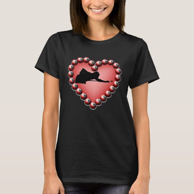 Camiseta Billiard Ball Heart Valentine's Day Tees Teen Boys (Frente)