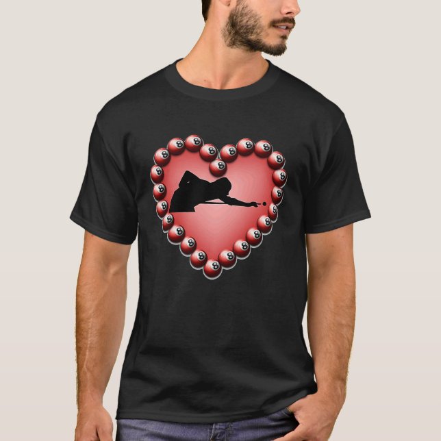 Camiseta Billiard Ball Heart Valentine's Day Tees Teen Boys (Frente)