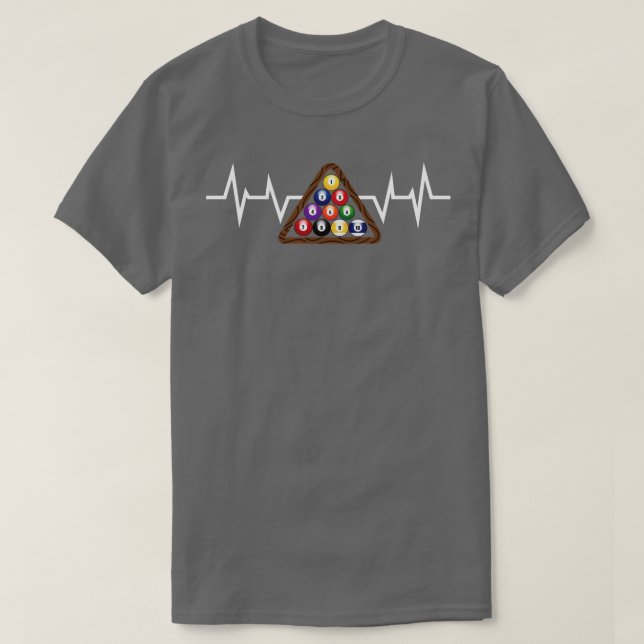 Camiseta Billiard Ball Rack Heartbeat (Frente do Design)