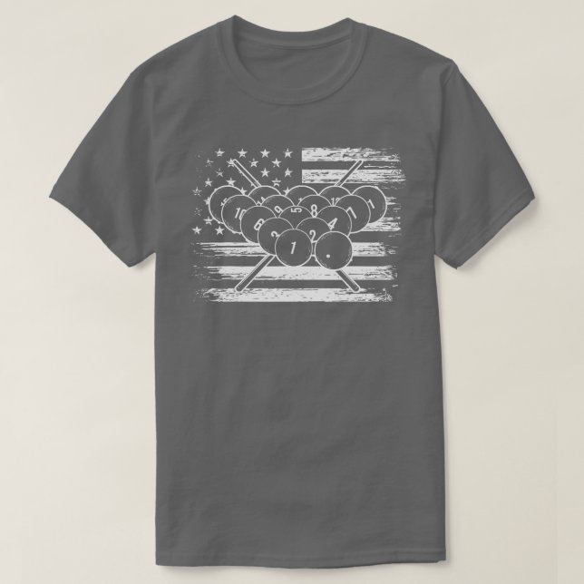 Camiseta Billiard Flag  Snooker Pool Chalk Billiard Player  (Frente do Design)