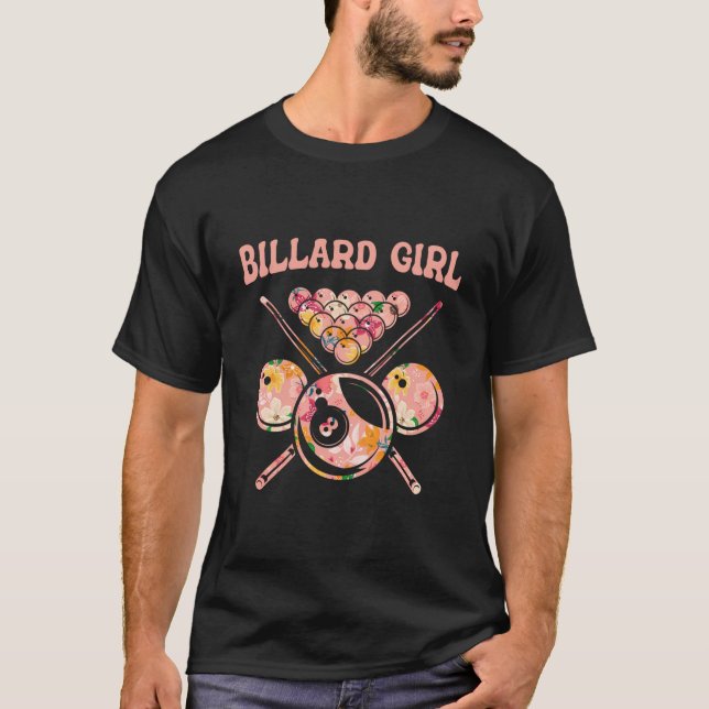 Camiseta Billiard Girl - Jogador Billard Snooker de Piscina (Frente)