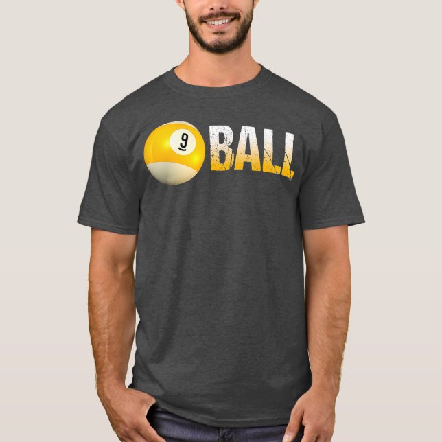 Camiseta Billiard Piscina Ball 9Ball para Equipe e Leags (Frente)