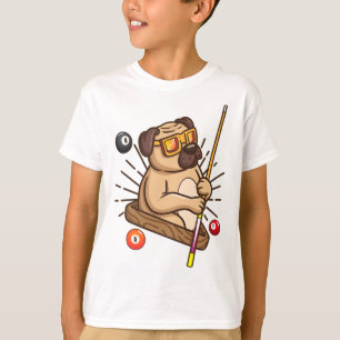 Camiseta Billiard Pug Dog Hustler Piscinas Meninas Snooker 