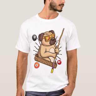 Camiseta Billiard Pug Dog Hustler Piscinas Meninas Snooker