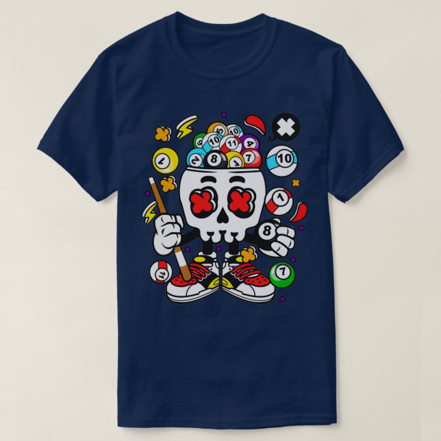 Camiseta Billiard Skull (Frente do Design)