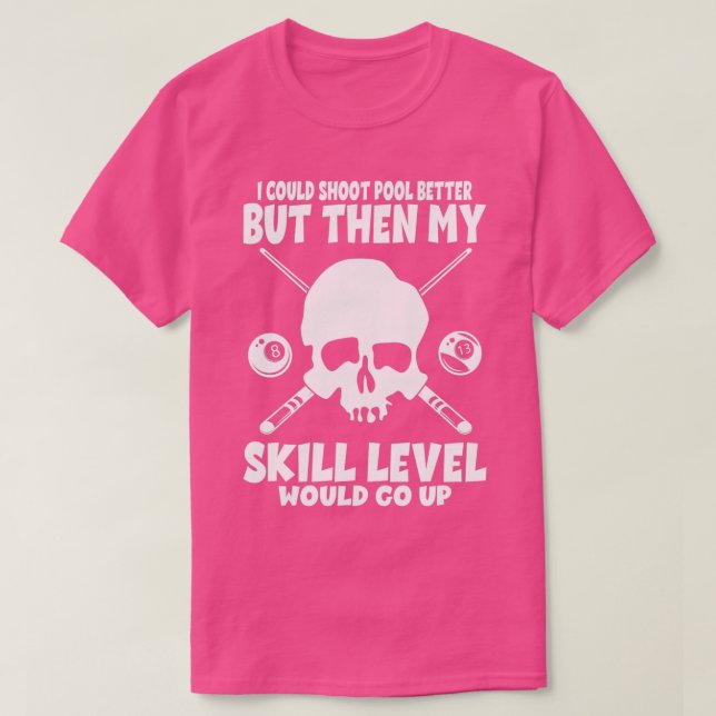 Camiseta Billiard Skull 8ball piscina billiard player (Frente do Design)