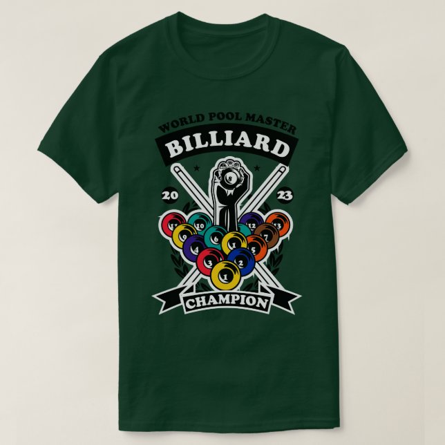 Camiseta Billiard World Champion 2023 Billiard Fans S (Frente do Design)