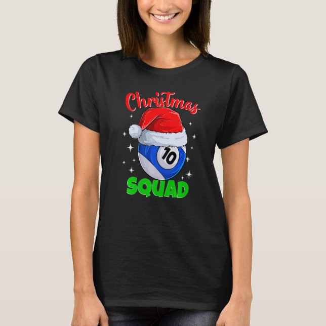 Camiseta Billiards 10 Ball Christmas Squad Balls Billi (Frente)