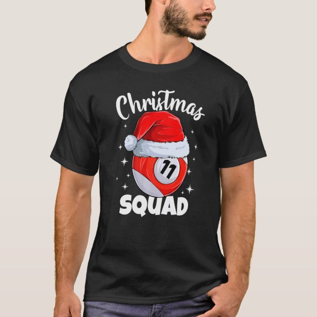 Camiseta Billiards 11 Ball Christmas Squad Balls Billi (Frente)