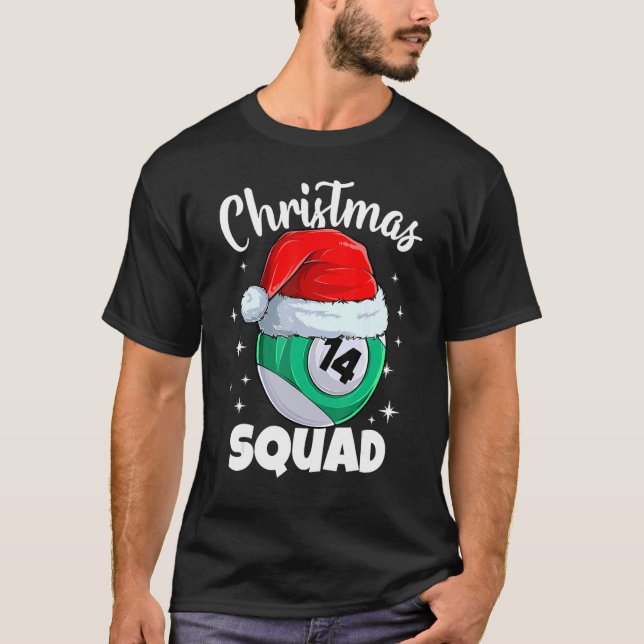 Camiseta Billiards 14 Ball Christmas Squad Balls Billi (Frente)