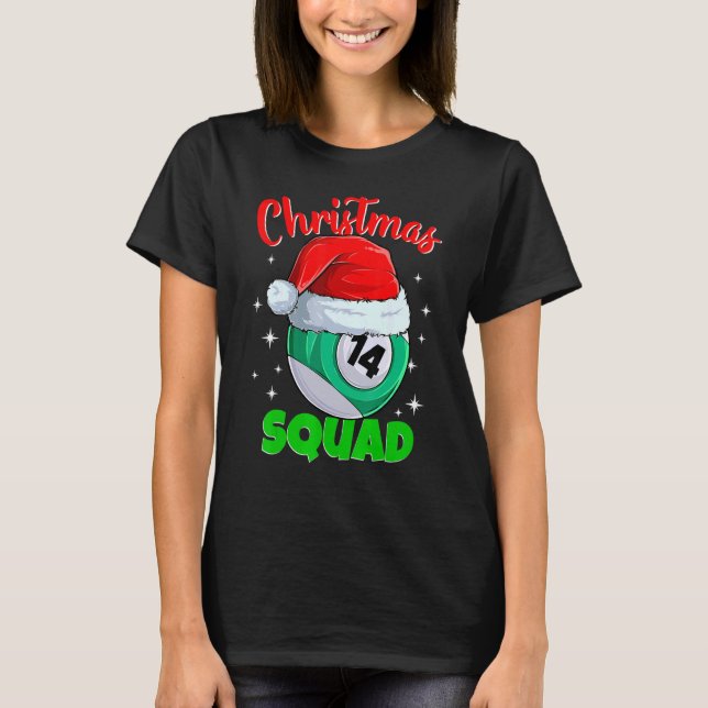 Camiseta Billiards 14 Ball Christmas Squad Balls Billi (Frente)