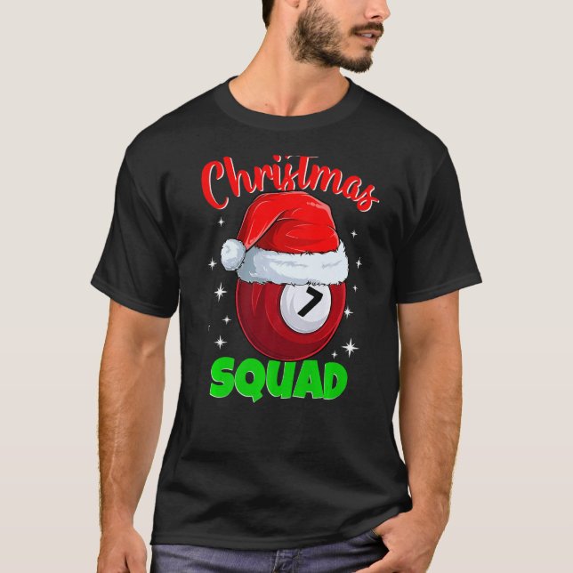 Camiseta Billiards 7 Ball Christmas Squad Pool Balls Billia (Frente)