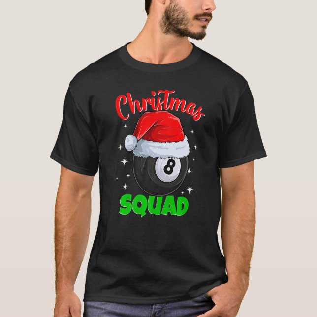 Camiseta Billiards 8 Ball Christmas Squad Balls Billia (Frente)
