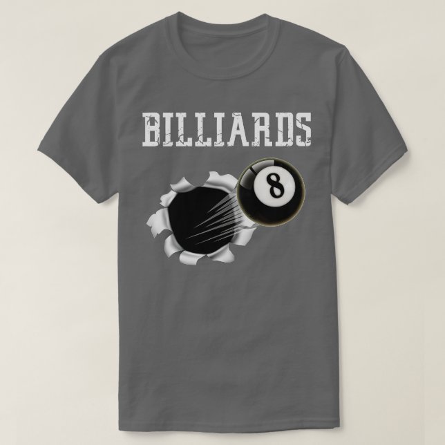 Camiseta Billiards, 8 Ball, Tubarão-Piscina, Esporte de Zan (Frente do Design)