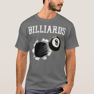 Camiseta Billiards, 8 Ball, Tubarão-Piscina, Esporte de Zan