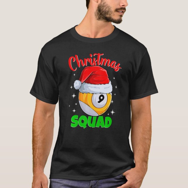 Camiseta Billiards 9 Ball Christmas Squad Balls Billia (Frente)