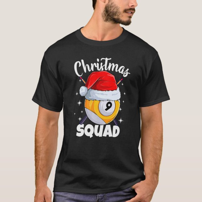 Camiseta Billiards 9 Ball Christmas Squad Balls Billia (Frente)