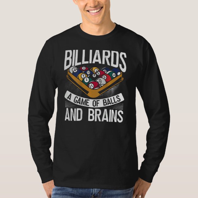 Camiseta Billiards A Game Of Balls And Brains Backprint Poo (Frente)