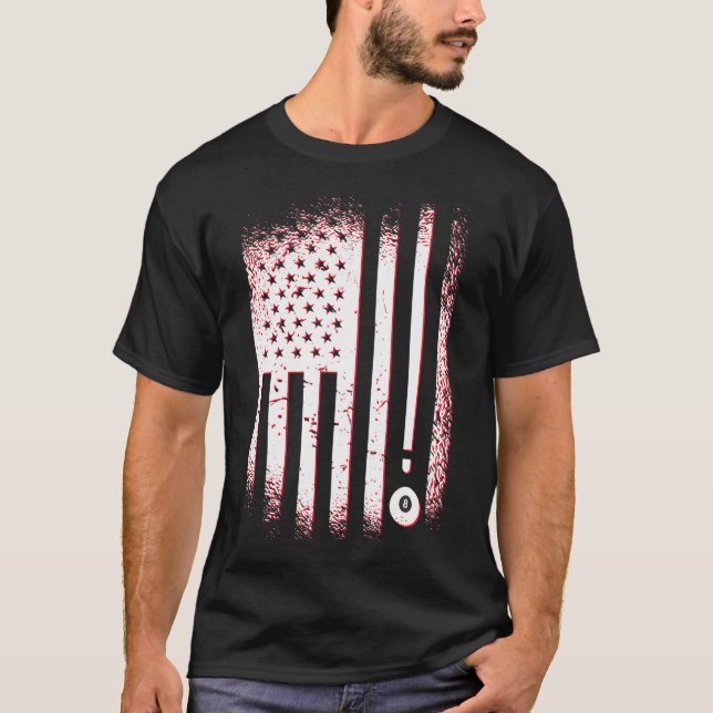 Camiseta Billiards American Flag USA Piscinas Jogadores E (Frente)