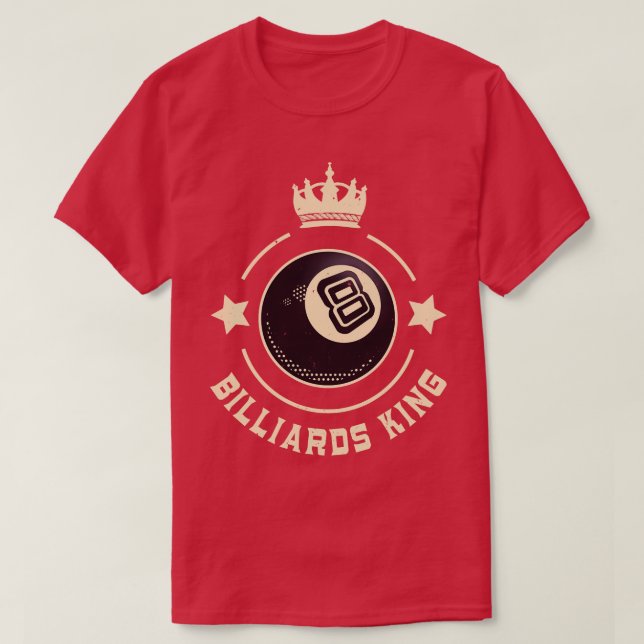 Camiseta Billiards King 8 Ball Retro Snooker (Frente do Design)