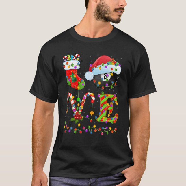 Camiseta Billiards Lover Xmas Lighting Papais noeis Love Bi (Frente)
