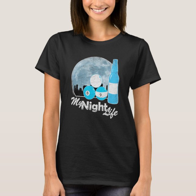 Camiseta Billiards Night Life 8 Ball 9 Ball Billiers (Frente)