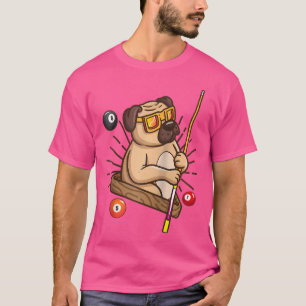 Camiseta Billiards Pug Dog Hustler Piscinas Meninas Snooker