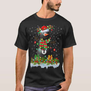 Camiseta Billiards Snowman Xmas Luzes Bilhar Natal