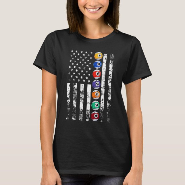 Camiseta Billiards USA US American Flag (Frente)