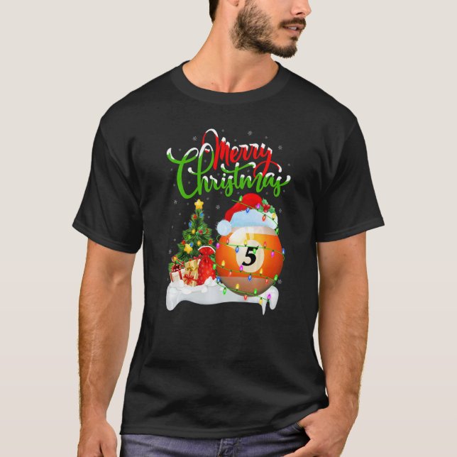 Camiseta Billiards Xmas Decorações Papais noeis Cristo Bill (Frente)
