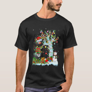 Camiseta Billiards Xmas Lighting Snowman 8 Ball Natal
