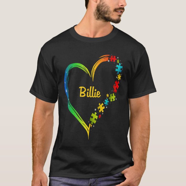 Camiseta Billie autism awareness heart puzzle idea 2020 (Frente)
