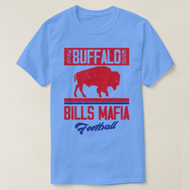 Camiseta Bills Mafia Distresse em Buffalo NYC 1960 (Frente do Design)