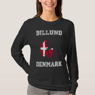Camiseta Billund Dinamarca Mapa de bandeira vintage da Dina